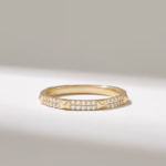 18K Solid Gold Pave Moissanite Diamond Spike Ring | 2MM Pyramid Stackable Ring | Slim Pointy Gold Matching Ring - Image 2