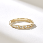 14k Natural Diamond Eternity Wedding Band: Solid Gold Stacking Ring, Wide Bridal Band - Image 5