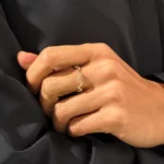 Moissanite Diamond Zigzag Ring | 14k Solid Gold Stacking Ring for Women | Pave Wave Ring - Image 3