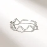 Moissanite Diamond Zigzag Ring | 14k Solid Gold Stacking Ring for Women | Pave Wave Ring - Image 6