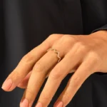 Moissanite Diamond Zigzag Ring | 14k Solid Gold Stacking Ring for Women | Pave Wave Ring