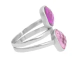 18K Solid Gold 7.22 Carat Purple and Pink Amethyst Dual Stone Ring - Image 2