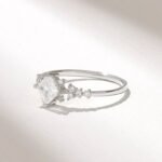 Diamond Engagement Ring | 14k Solid Gold Square Solitaire Promise Ring For Women - Image 3