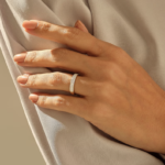 14k Solid Gold Micro Pave Natural Diamond Wedding Band: Minimal 3.80MM Matching Ring - Image 3