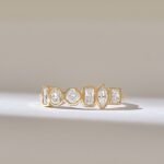 0.7ctw Mixed Cut Natural Diamond Wedding Ring: Unique 18K Solid Gold - Image 2