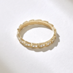 14k Natural Diamond Eternity Wedding Band: Solid Gold Stacking Ring, Wide Bridal Band - Image 7