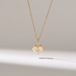 Natural Diamond Heart Necklace | 14K Solid Gold Dainty Layering Necklace For Women - Image 2