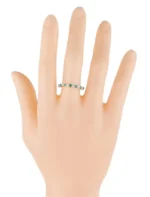 14K Solid Gold 1.34 Carat Natural Diamond and Emerald Brilliant Cut Eternity Band Ring - Image 3