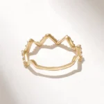 Moissanite Diamond Zigzag Ring | 14k Solid Gold Stacking Ring for Women | Pave Wave Ring - Image 7