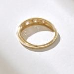 14k Gold Bezel Moissanite Diamond Wedding Ring: Chunky Dome Bridal Band with 5 Round Stones - Image 7