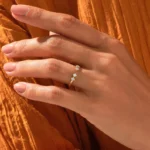 Natural Diamond Open Bezel Squares Ring | Princess Cut Natural Diamond Ring | Open Wedding Band - Image 3