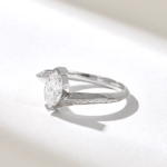Tension Set Solitaire Natural Diamond Ring | 18K Solid Gold Marquise Engagement Ring - Image 5