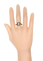 14K Solid Gold Unique Ring| White and Black Moissanite Diamond Ring - Image 4