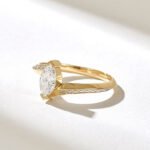 Tension Set Solitaire Natural Diamond Ring | 18K Solid Gold Marquise Engagement Ring - Image 6