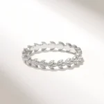 14k Gold Leaf Band: Dainty Floral Vine Ring for Her, Stackable and Elegant - Image 5