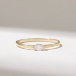 14K Solid Gold Marquise Natural Diamond Engagement Ring - Image 2