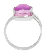18K Solid Gold 7.22 Carat Purple and Pink Amethyst Dual Stone Ring - Image 5