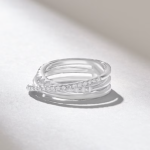 Pave Moissanite Diamond Triple Band Ring, 14k Gold Crossover Statement Ring - Image 4