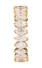 14K Yellow Gold 4.43 Carat Solitaire Marquise-Shape Moissanite Diamond Eternity Band Ring - Image 2