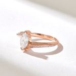 Tension Set Solitaire Natural Diamond Ring | 18K Solid Gold Marquise Engagement Ring - Image 4