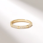 18K Solid Gold Pave Moissanite Diamond Spike Ring | 2MM Pyramid Stackable Ring | Slim Pointy Gold Matching Ring - Image 4