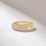 14k Solid Gold Micro Pave Natural Diamond Wedding Band: Minimal 3.80MM Matching Ring - Image 4