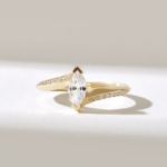 Tension Set Solitaire Natural Diamond Ring | 18K Solid Gold Marquise Engagement Ring - Image 2