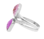 18K Solid Gold 7.22 Carat Purple and Pink Amethyst Dual Stone Ring - Image 3