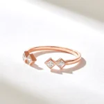 Natural Diamond Open Bezel Squares Ring | Princess Cut Natural Diamond Ring | Open Wedding Band - Image 6