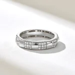 Bold Pave Moissanite Diamond Gold Band | 18K Solid Gold Chunky Band | 4.25MM Dome Marriage - Image 4