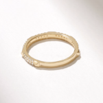 18K Solid Gold Pave Moissanite Diamond Spike Ring | 2MM Pyramid Stackable Ring | Slim Pointy Gold Matching Ring - Image 7