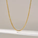 Snake Chain Necklace |18k Solid Gold Herringbone Chain |Unisex Layering Necklace - Image 2