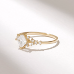 Diamond Engagement Ring | 14k Solid Gold Square Solitaire Promise Ring For Women - Image 5