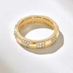 Bold Pave Moissanite Diamond Gold Band | 18K Solid Gold Chunky Band | 4.25MM Dome Marriage - Image 6