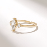 14K Solid Gold Marquise Moissanite Diamond Engagement Ring | 0.5ctw Solitaire Ring with Round Moissanite Diamonds - Image 4