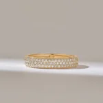 14k Solid Gold Micro Pave Natural Diamond Wedding Band: Minimal 3.80MM Matching Ring