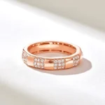 Bold Pave Moissanite Diamond Gold Band | 18K Solid Gold Chunky Band | 4.25MM Dome Marriage - Image 5