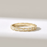 14k Natural Diamond Eternity Wedding Band: Solid Gold Stacking Ring, Wide Bridal Band - Image 2