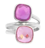 18K Solid Gold 7.22 Carat Purple and Pink Amethyst Dual Stone Ring