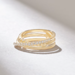 Pave Moissanite Diamond Triple Band Ring, 14k Gold Crossover Statement Ring - Image 6