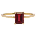 14K Solid Gold Natural Red Garnet Ring