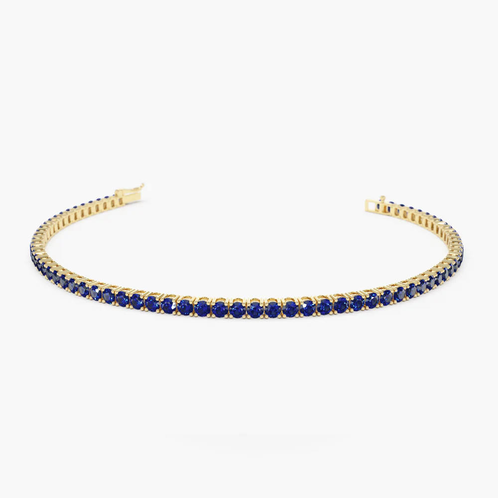 400548_f0c43e2252e2479fa5d3297845a378dfmv2.webp 14K Solid Gold Prong Setting Sapphire Tennis Bracelet - Image 1